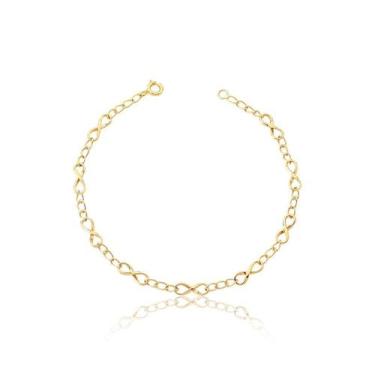 Imagem de Pulseira Feminina 18 cm Ouro 10K Infinitos - MAEHLER