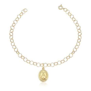 Imagem de Pulseira Portuguesa Pingente Nossa Senhora Aparecida 10k P21 - MAEHLER