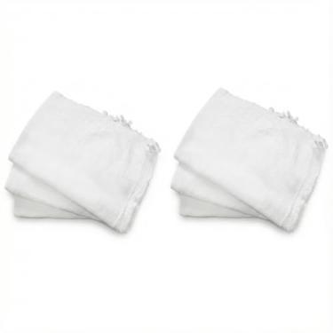 Imagem de Kit 6 Panos de Saco de Algodão Multiuso Alvejado Branco 65x45cm Alta Absorção Reutilizável Ecológico Tamanho Grande Ideal para Limpeza Geral