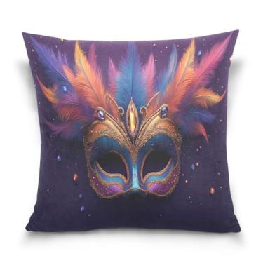 Imagem de Blueangle Capas de almofada de máscara colorida de carnaval - 50 x 50 cm, decoração de férias de fazenda para sofá de casa (272)