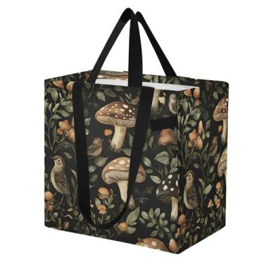 Imagem de SEHANY Sacola de compras reutilizável de cogumelo herb com alças reforçadas, bolsa de compras de lona dobrável à prova d'água de grande capacidade para viagem, cozinha, praia