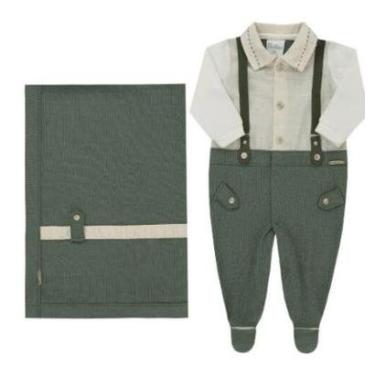 Imagem de Kit Saída Maternidade Luxo Bebê Menino Linho Paraiso 17759-Masculino