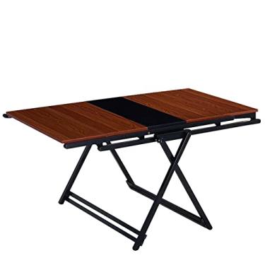 Imagem de ZXLPHA Mesa de jantar extensível, mesa de jantar dobrável, estante dobrável de várias camadas, mesa de cozinha versátil que economiza espaço, conveniente para armazenamento, sala de jantar, cozinha
