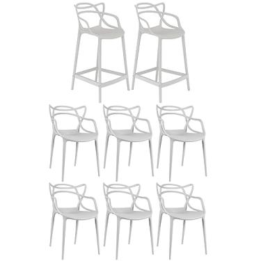 Imagem de Loft7, Kit 6 cadeiras + 2 banquetas médias Masters Allegra