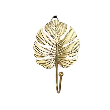 Imagem de U5GAAALPPQ9 Mini gancho criativo em forma de folha verde dourado sem perfuração, gancho para casaco, pingente, ferramenta de decoração de parede, suporte de chaveiro, gancho de parede, cabideiro
