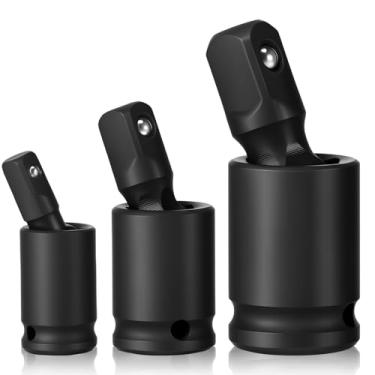 Imagem de MABCIRY Conjunto de adaptador de soquete giratório de junta universal de 3 peças, conjunto de chaves giratórias de soquete flexível de 1/10.2 cm 3/20.3 cm 1/5.1 cm, conjunto de chaves giratórias de
