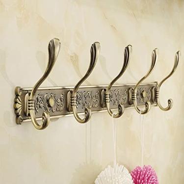 Imagem de U5GAAALPPQ9 Cabide montado na parede, cabideiro, gancho de parede, 5 ganchos, espaços, alumínio, toalha de banho, roupão resistente, chapéu, cabideiro, cabideiro, cabideiro, dourado