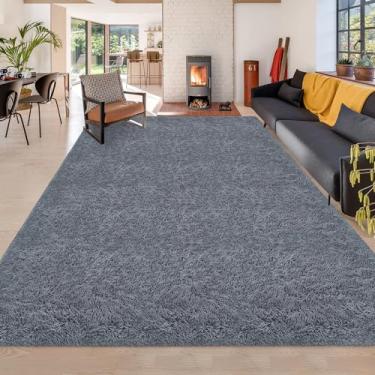 Imagem de ZJYeRug Tapete felpudo cinza para quarto de 1,8 x 2,7 m embaixo da cama, tapetes grandes antiderrapantes de 1,8 x 2,7 m para sala de estar, tapete fofo para sala de jogos, tapete de pelúcia macio para