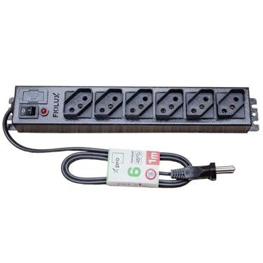 Imagem de Filtro De Linha 6 Tomadas Cabo De 1 Metro Metálico Extensão Régua Protetor Energia Elétrica Profissional Com Fusível Bivolt 110 127 220 Fiolux Powerlink 110V 127V 220V Corpo em Metal 1M