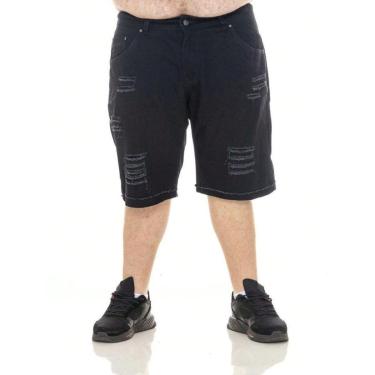 Imagem de Bermuda Masculina Plus Size Jeans com Rasgo-Masculino