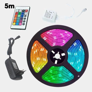 Imagem de Fita Led Rgb 5M Flexível Com Controle E Fonte 110V/220V