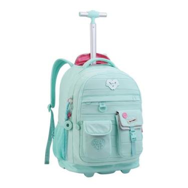 Imagem de Mochila Rodas Color Up 18'' Meninas Juvenil Escolar Passeio Cor:Acqua 