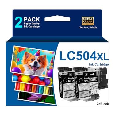 Imagem de LC504XL 2 cartuchos de tinta preta LC504XL de alto rendimento para impressora Brother MFC-J1355DW MFC-J1365DW MFC-J1367DW