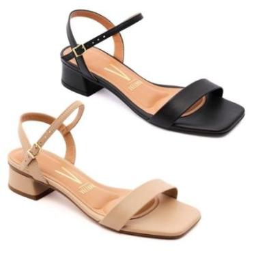 Imagem de Kit 2 Sandália Vizzano Feminina Salto Bloco Baixo Original-Feminino
