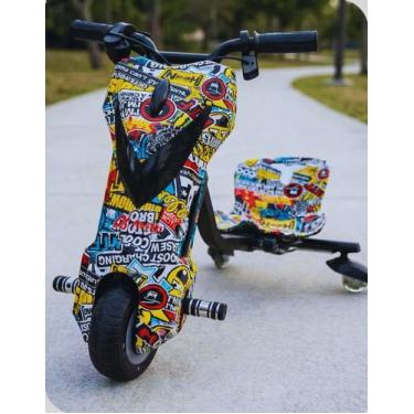 Imagem de Patinete Triciclo Elétrico Drift 3 Rodas Estampa Stickers 150w Led - A