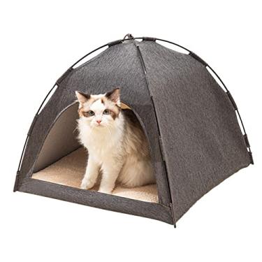 Imagem de SPYMINNPOO Casa para Gatos, Cama para Animais de Estimação de Poliéster Respirável Com Almofada Removível de lã de Carneiro, Abrigo Interno e Externo para Todas As Estações para Gatos e Cães