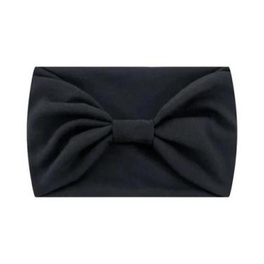 Imagem de Faixa De Cabelo Larga Feminina Com Laço Sólido Para Maquiagem, Esporte