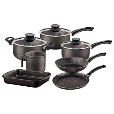 Imagem de Jogo de Panelas Tramontina Paris 7 Peças Cinza em Alumínio Antiaderente Starflon Max