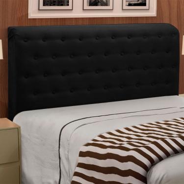 Imagem de Cabeceira Giovana Cama Box Solteiro 90cm Suede Preto M11 - D'Rossi