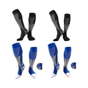 Imagem de Meias De Compressão Masculinas (2, 3 Ou 4 Pares) Para Corrida E Varize