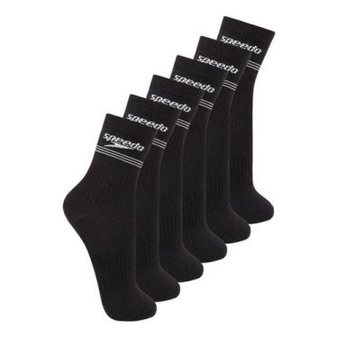 Imagem de Kit com 6 Pares de Meias Esportiva Cano Médio Speedo 8030, Preto, 39-4