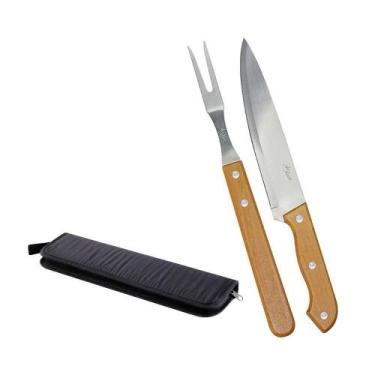 Imagem de Kit Churrasco Garfo E Faca Com Estojo único - Zein Importados