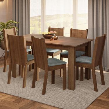 Imagem de Conjunto Sala De Jantar Mesa Tampo De Madeira 6 Cadeiras Rustic Silver Analu Madesa