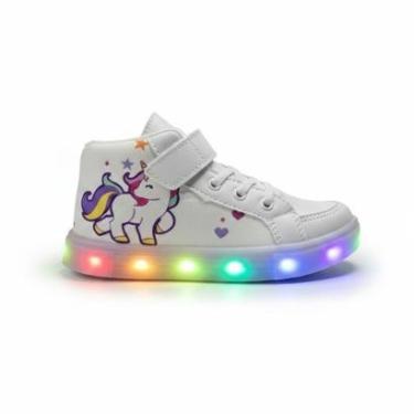 Imagem de Tenis Infantil De Led Botinha Unicornio Meninas Feminino Brilhante-Feminino