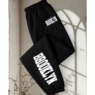 Imagem de Calça Moletom Unissex Brooklyn Tendencia Moderna Estilosa Casual Confo