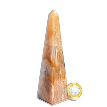 Imagem de Obelisco Aragonita Raio Laranja Pedra Natural 14 a 15 cm - CristaisdeC