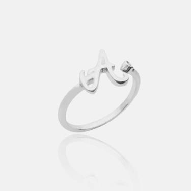 Imagem de Anel de Letra Ajustável Banhado a Prata (Entre e Escolha sua Letra) - 