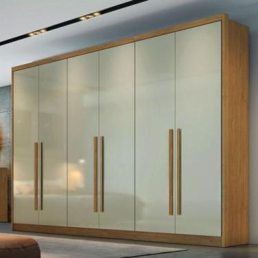 Imagem de Guarda-Roupa Casal Brest 6 Portas 8 Gavetas 100% Mdf Cumaru/Fendi - Pn
