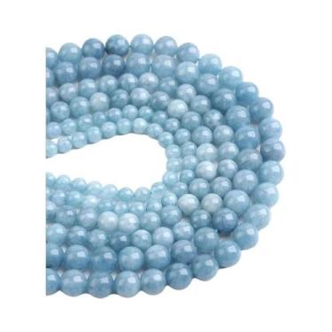 Imagem de Contas De Pedra Preciosa Azul Natural Água-Marinha Redondas Para DIY, 