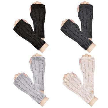 Imagem de Luvas sem dedos Loritta Winter Warm Knit, aquecedores de braço x4