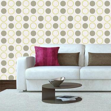 Imagem de Papel De Parede Círculos Verde Opaco Geométrico Adesivo Sala