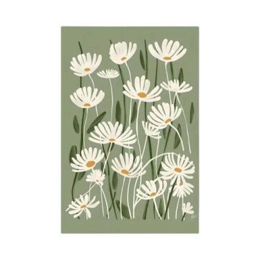 Imagem de Pôster De Arte De Parede Com Flores Rosa E Verdes, Pintura Em Tela, De