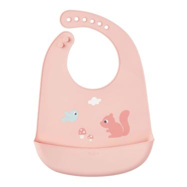 Imagem de Babador em Silicone com Pega Migalhas Cloudy Esquilo Rosa - Buba