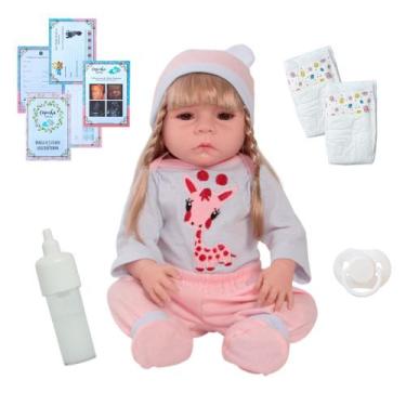 Imagem de Bebê Reborn Boneca 46cm Girafinha Loira 100% Silicone - Cegonha Reborn