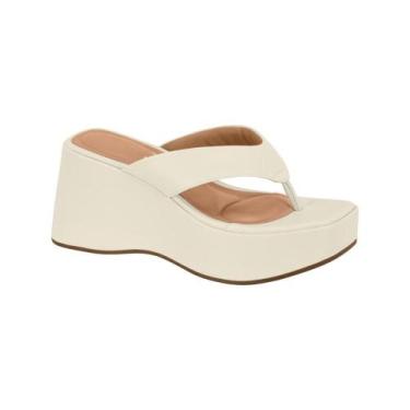 Imagem de Sandália Vizzano Feminina Plataforma Dedo Confortável, Branco, 37
