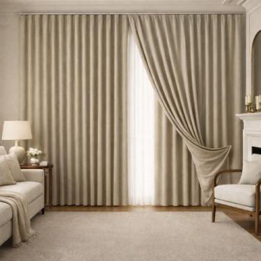 Imagem de cortina decorativa gaze linho sala ou quarto trilho suiço - Amarika Ho