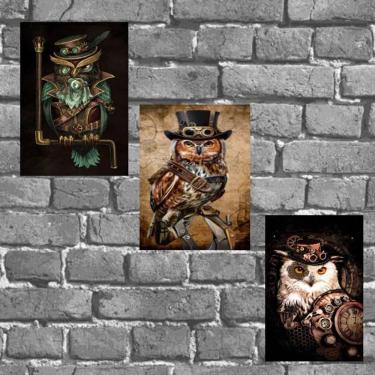 Imagem de kit 3 Placas Decorativas Corujas 18x27cm