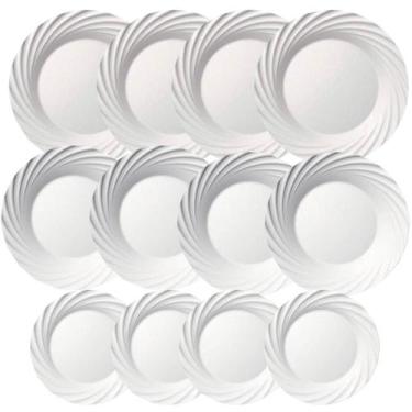 Imagem de Kit De Pratos Jasmim Duralex Vidro Branco 12 Unid - Nadir Figueiredo