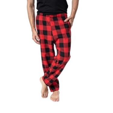 Imagem de Calça De Dormir Inverno Pijama De Flanela Xadrez Masculino Plus Size-Masculino