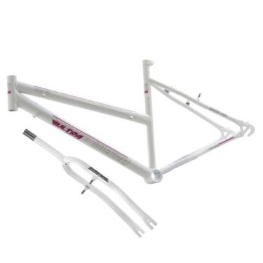 Imagem de Quadro Aro 26 Ultra Bikes em Aço Carbono com Garfo Feminino, Branco, A