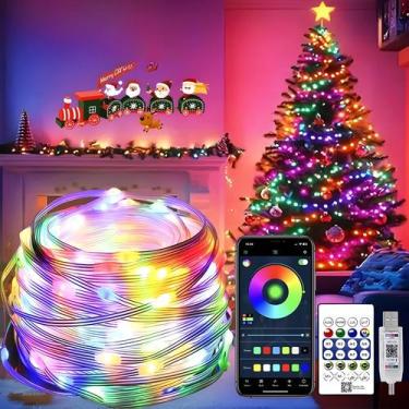 Imagem de Luzes De Natal Decorativas Com Controle Remoto Bluetooth USB, À Prova 