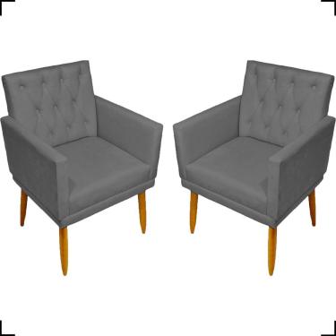 Imagem de Kit 2 Poltronas Decorativas Nina Capitonê Suede Pés Palito Clique & Decore