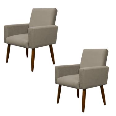 Imagem de Kit 2 Poltronas Decorativas Nina Para Sala e Quarto Suede Cor Café Herrero