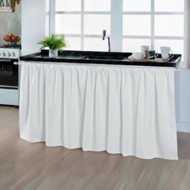 Imagem de Cortina de pia cozinha 1.40 x 0.80 lisa - KAISA CONFECÇÕES, Branco