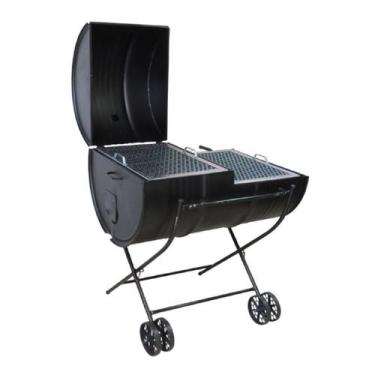 Imagem de Churrasqueira Tambor 200 litros Mista com Carrinho e Grelha - Ouro Min