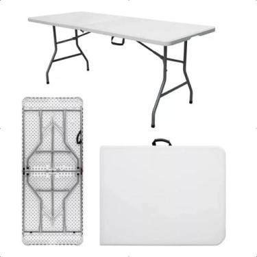 Imagem de Kit 02 Mesa Dobrável Portátil Vira Maleta Com Alça Para Camping Pesca 